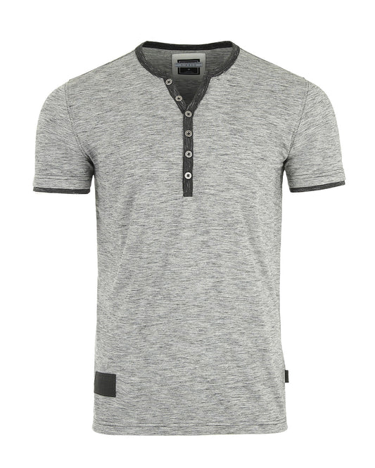 Short Sleeve Y Neck Henley Button T-Shirts