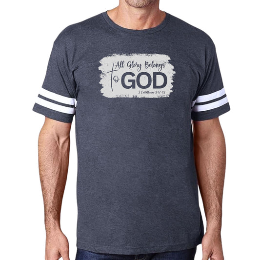 Mens Vintage Sport T-shirt All Glory Belongs to God Christian