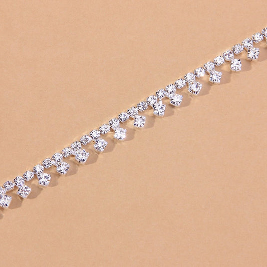 Rhinestone Water Drop Anklet Foot Jewelry for Women Silver